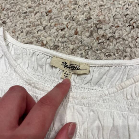 NWT Madewell Smocked Boatneck Tank Sz XXS White Coastal Nautical Preppy - Picture 4 of 7